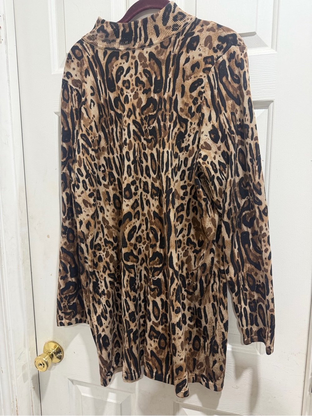 Diane Gilman Leopard Print Turtleneck Sweater - Brown & Black